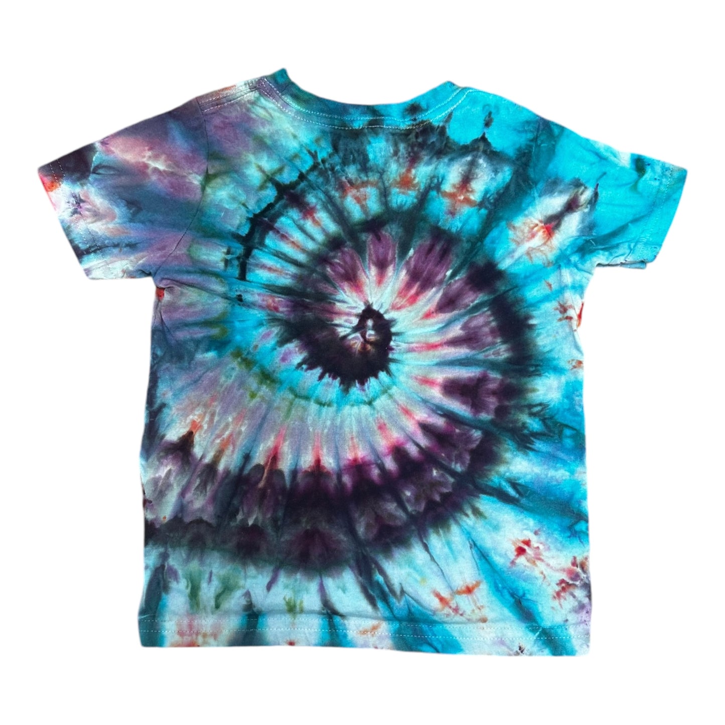 Toddler 4T Coral Turquoise and Purple Spiral Ice Dye Tie Dye Shirt