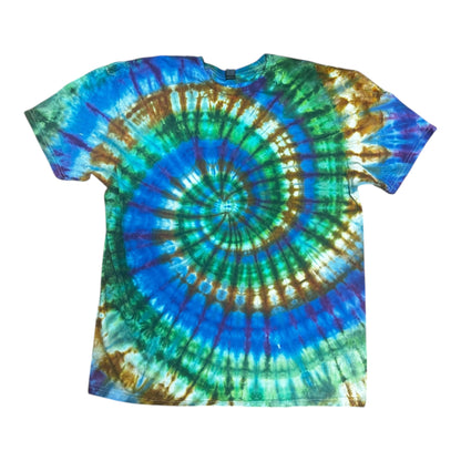 Adult XL Purple Green Blue and Gold Spiral Ice Dye Tie Dye Shirt