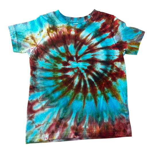 Toddler 3T Burnt Orange Blue and Green Spiral Ice Dye Tie Dye