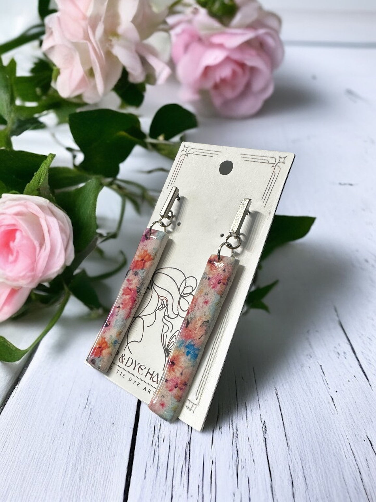 Hypoallergenic Wildflower Floral Tear Drop Clay Dangle Earrings