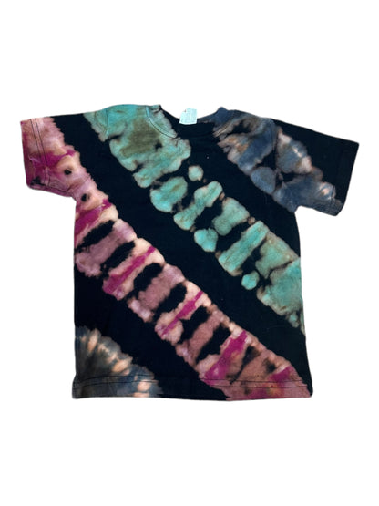 Toddler 2T Blue Pink and Purple Diagonal Reverse Tie Dye Shirt