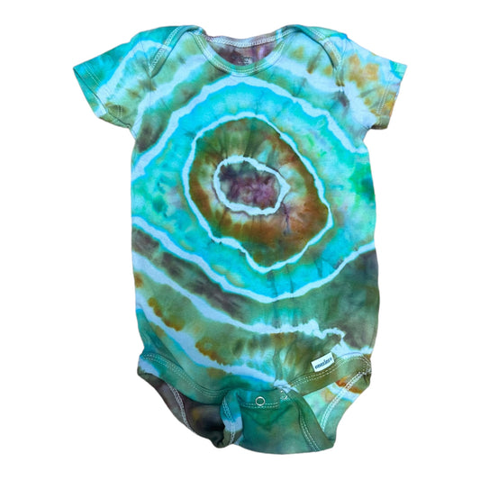 Infant 12 Months Green Hues Geode Ice Dye Tie Dye Onesie