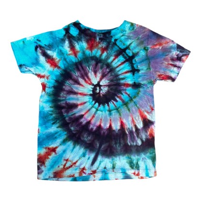 Toddler 4T Coral Turquoise and Purple Spiral Ice Dye Tie Dye Shirt