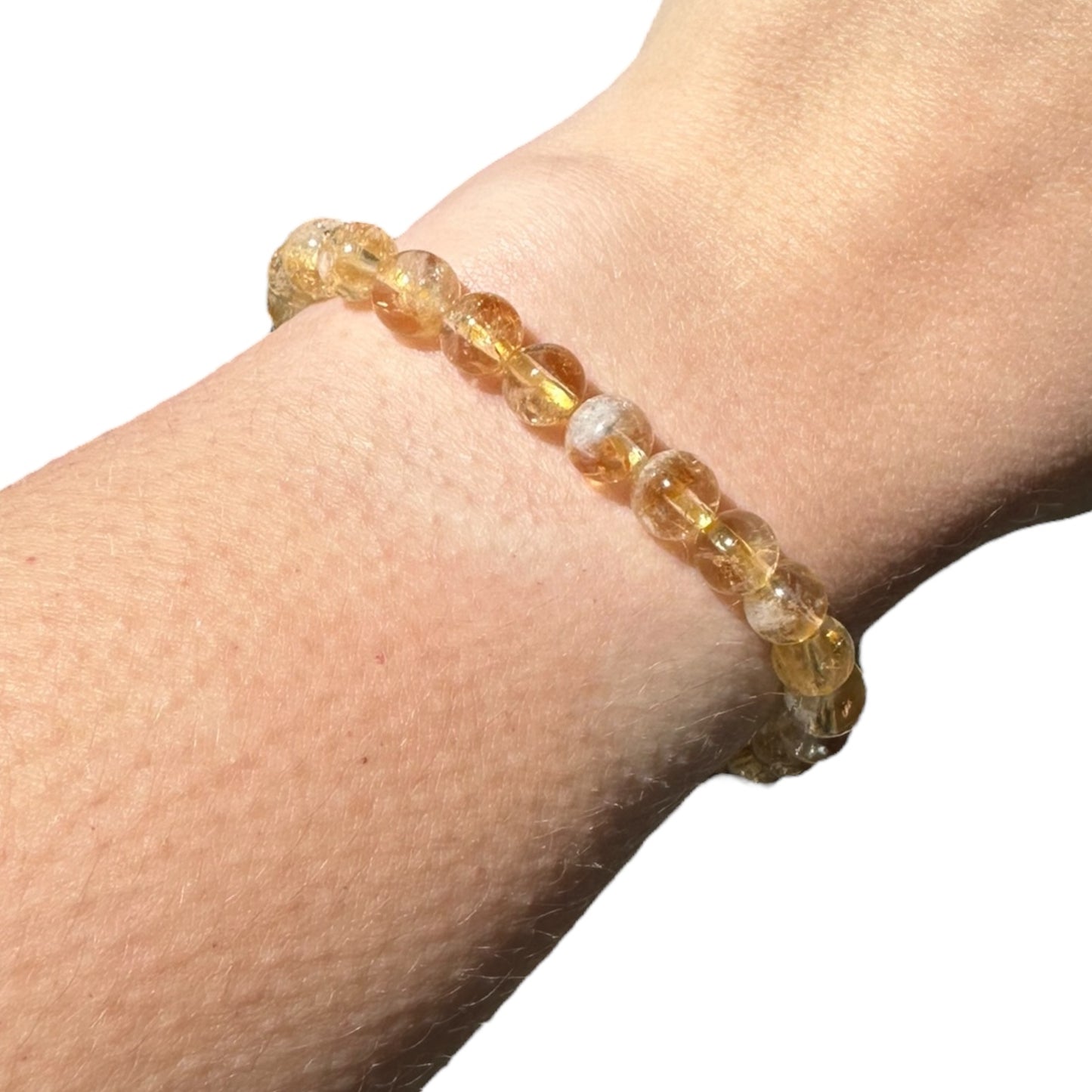 Citrine Beaded Elastic Crystal Bracelet