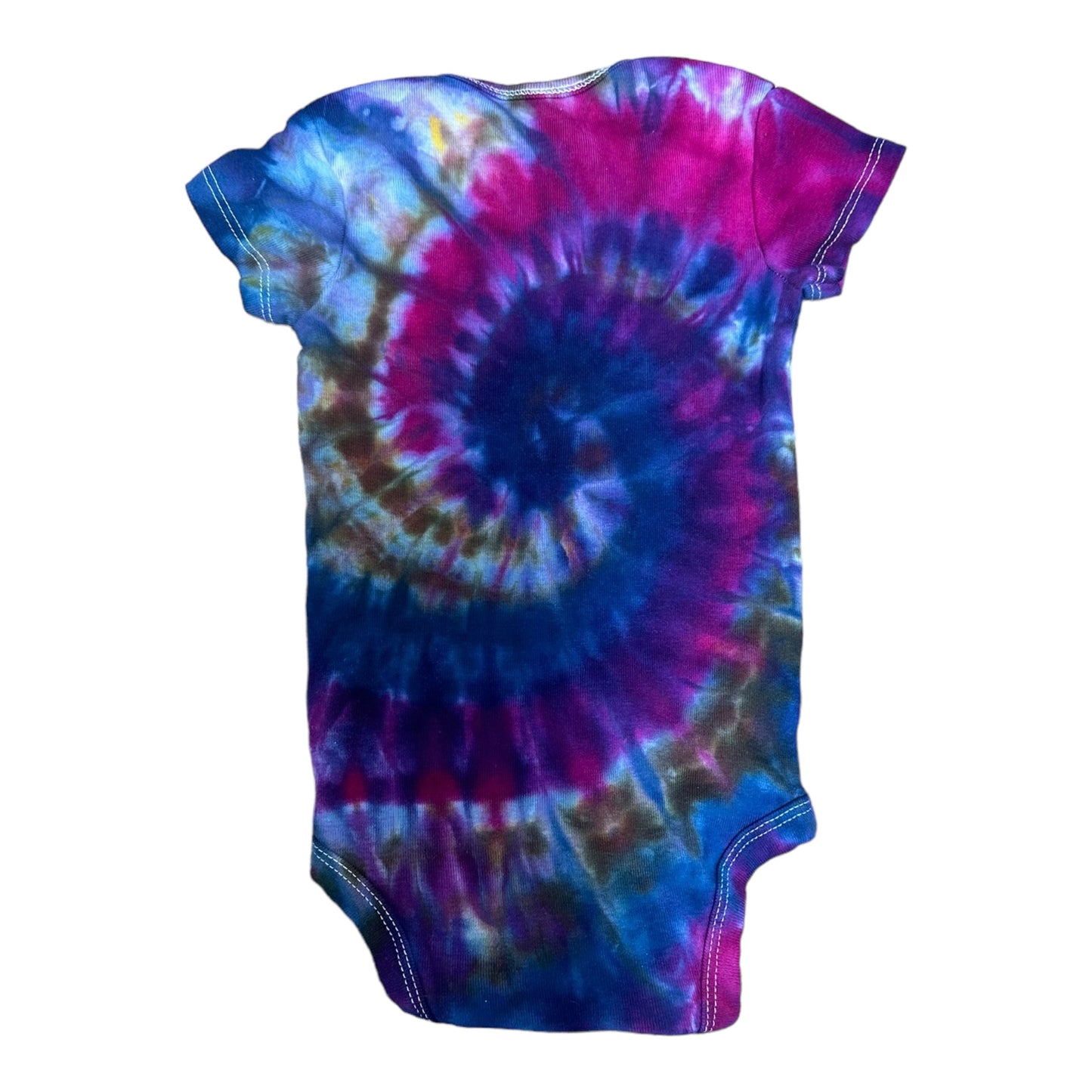 Infant 6-9 Months Blue Brown and Purple Spiral Ice Dye Tie Dye Onesie