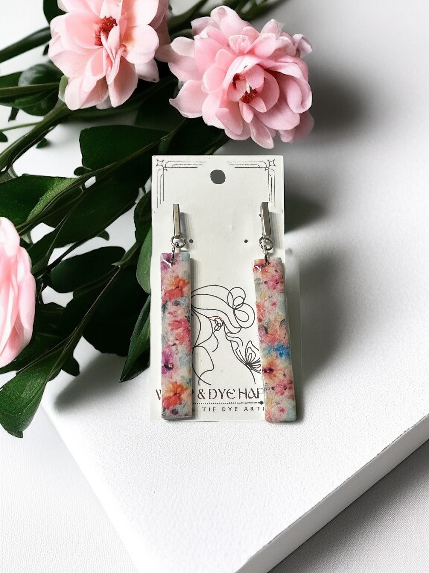 Hypoallergenic Wildflower Floral Tear Drop Clay Dangle Earrings