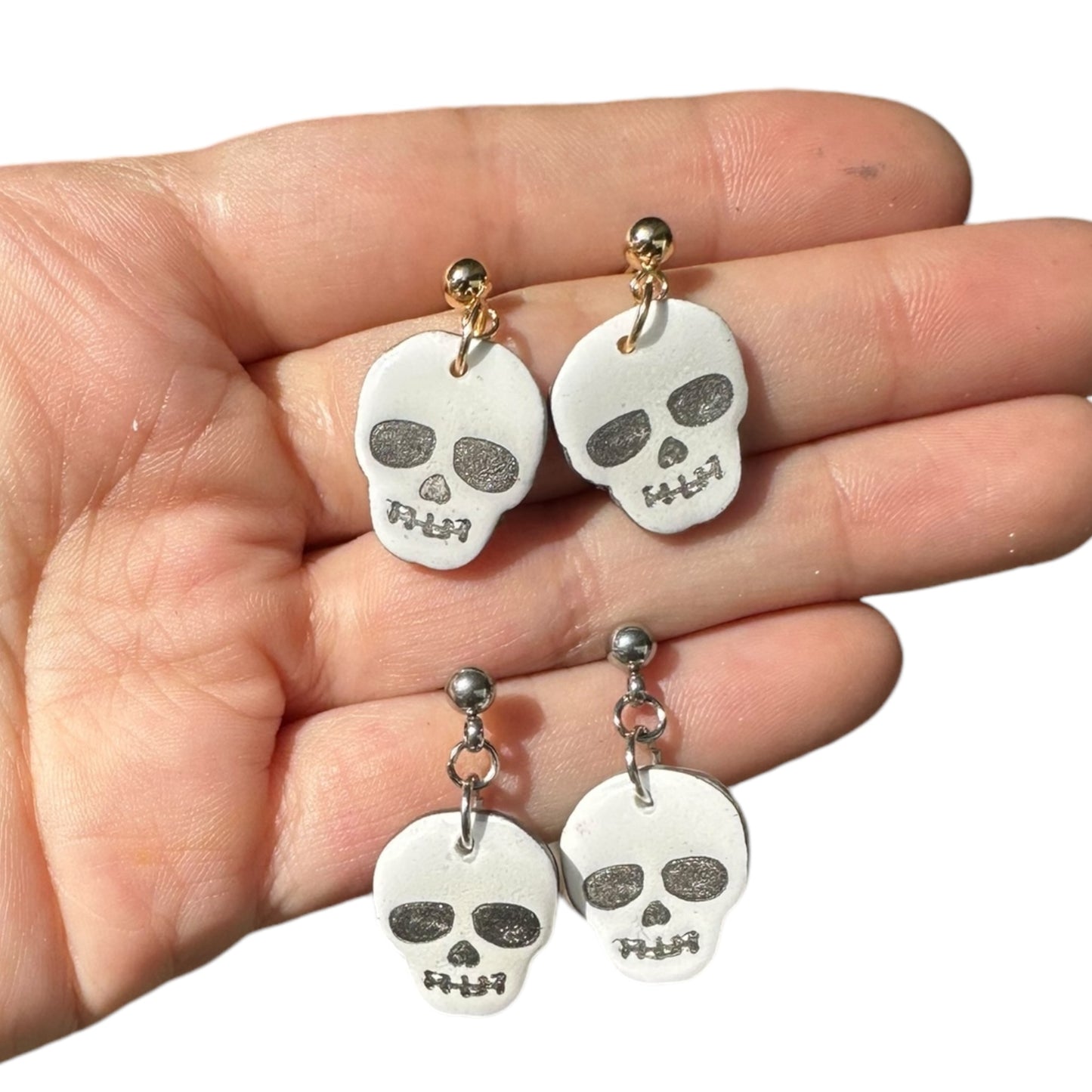 Hypoallergenic Halloween Skull Clay Earrings