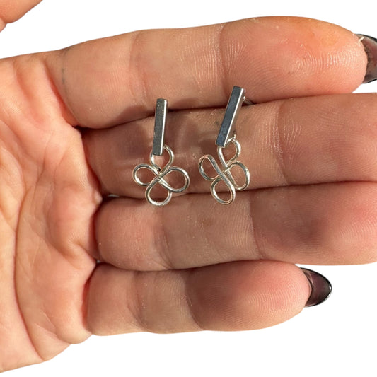 Sterling Silver | 14KT Gold Filled Hypoallergenic Clover Dangle Wire Earring