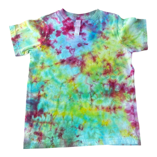 Toddler 4T Blue Fuchsia Yellow and Green Scrunch Ice Dye Tie Dye Shirt (Copy)