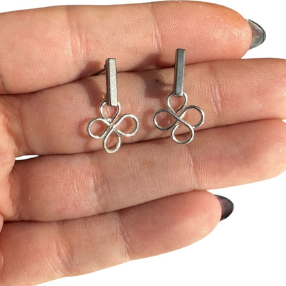 Sterling Silver | 14KT Gold Filled Hypoallergenic Clover Dangle Wire Earring