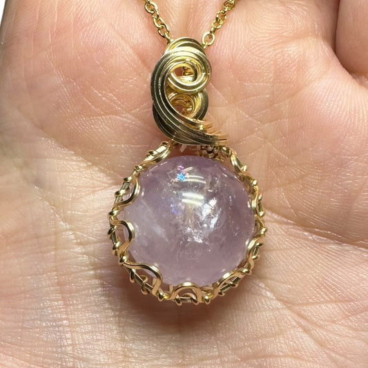 Sterling Silver | 14KT Gold Filled Wire Wrapped Fluorite Crystal Fidget Bezel Pendant