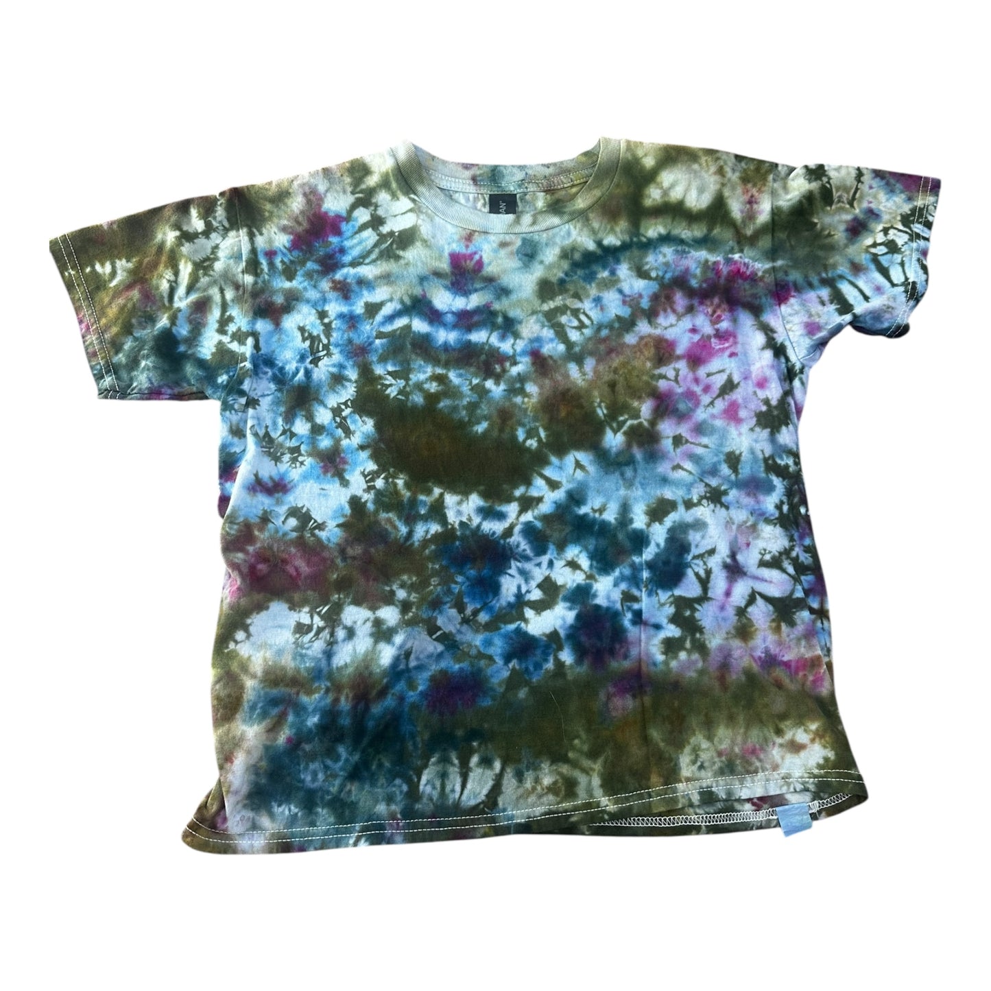 Youth Medium Purple Blue and Green Scrunch Ice Dye Tie Dye Shirt