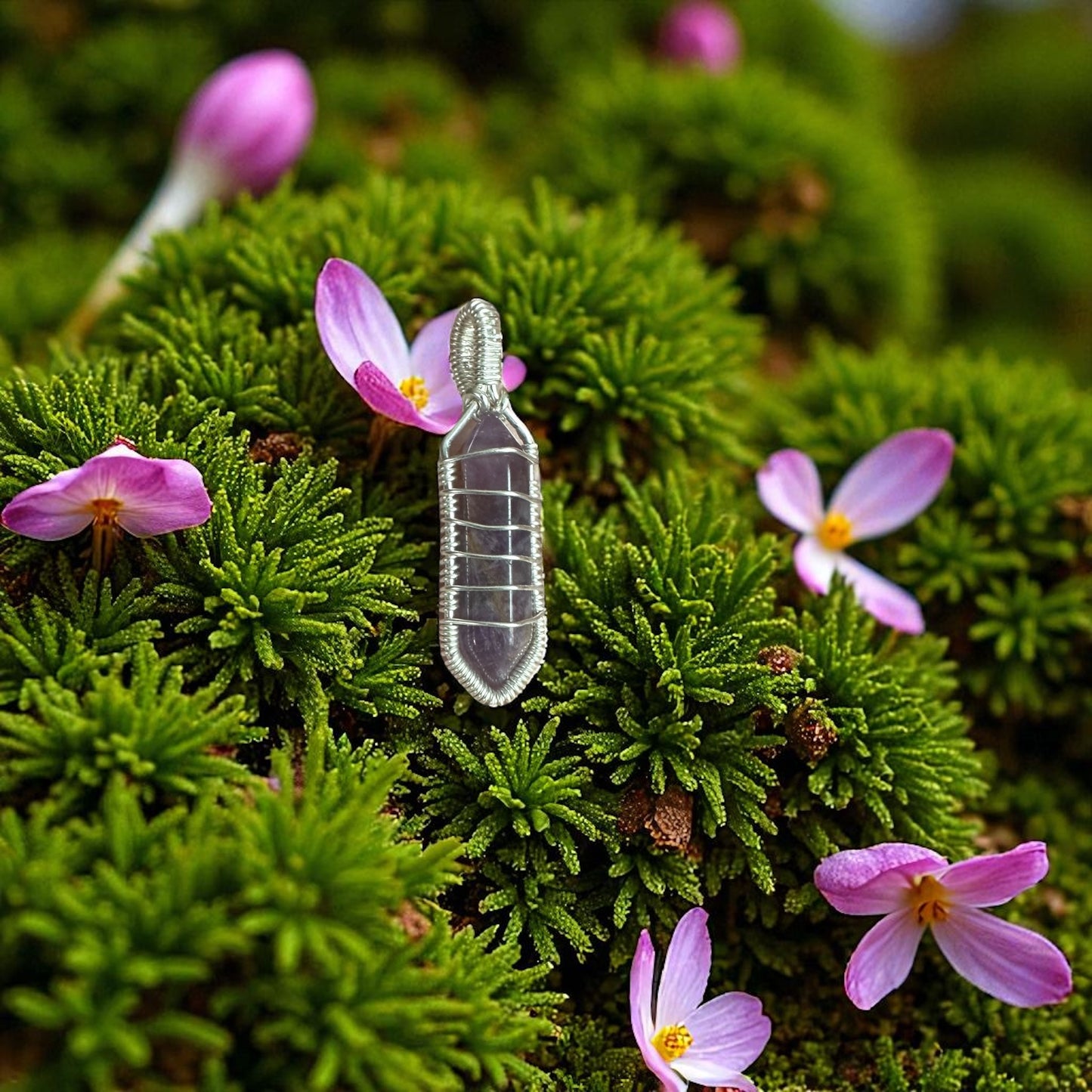 Sterling Silver Wire Wrapped Amethyst Crystal Pendant
