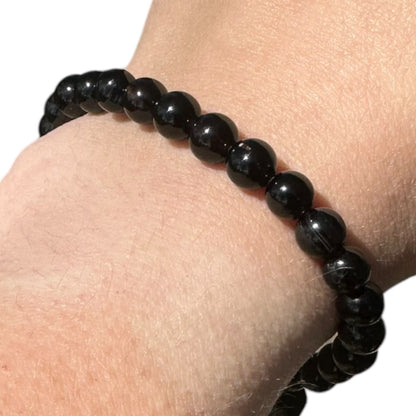 Onyx Beaded Elastic Crystal Bracelet