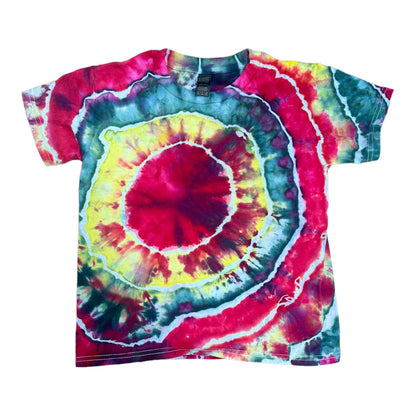 Youth Small Teal Pink and Yellow Geode Ice Dye Tie Dye T-Shirt