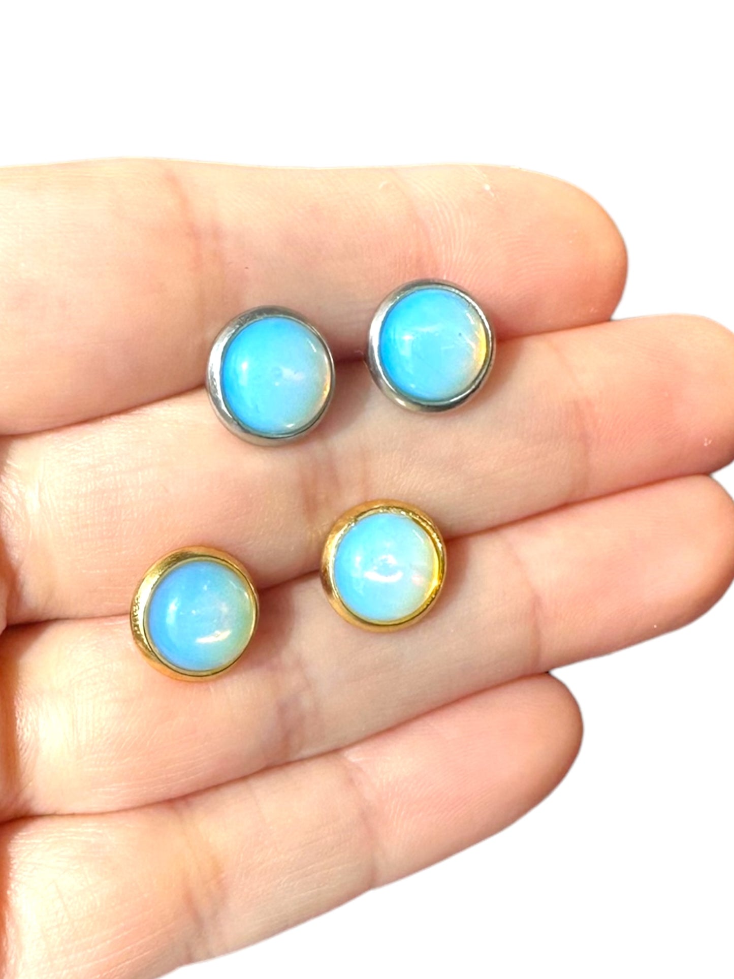 8MM Hypoallergenic Opalite Crystal Earring Studs