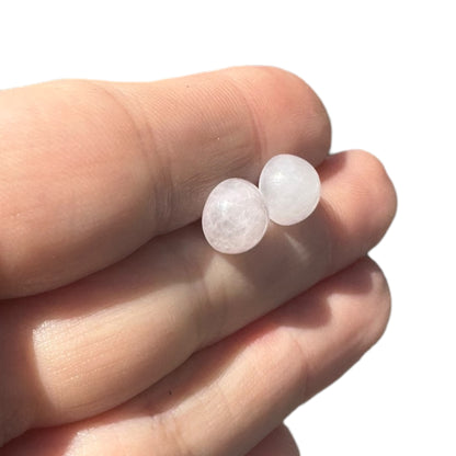 8MM Hypoallergenic Rose Quartz Crystal Earring Studs