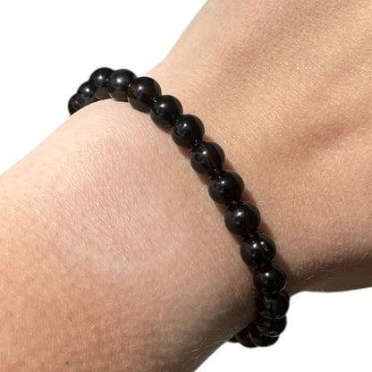 Onyx Beaded Elastic Crystal Bracelet