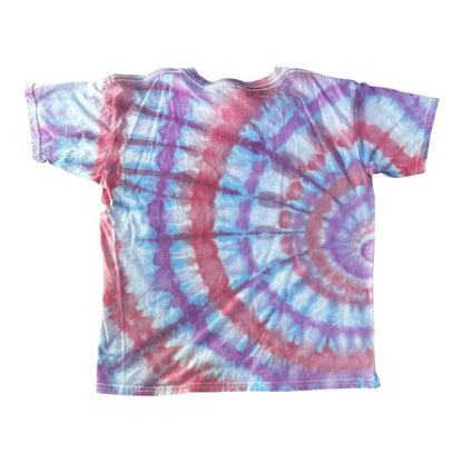 Youth Medium Purple Blue and Pink Pastel Side Spiral Ice Dye Tie Dye Shirt