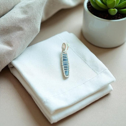Sterling Silver Wire Wrapped Kyanite Crystal Pendant