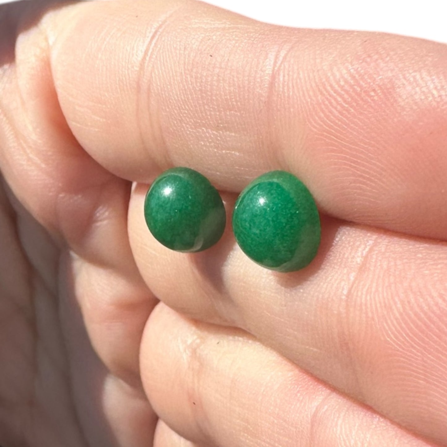 8MM Hypoallergenic Jade Crystal Earring Studs