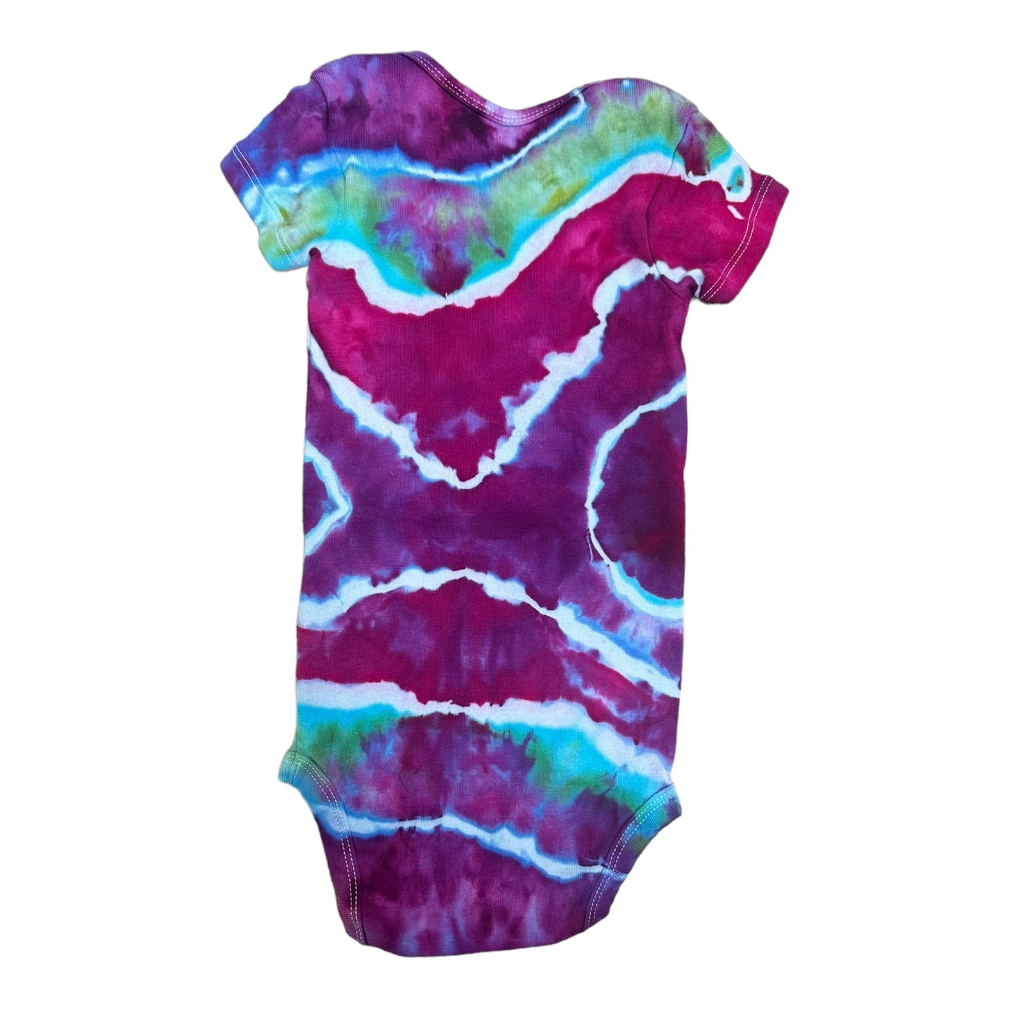 Infant 18 Months Fuchsia Blue Green and Purple Geode Ice Dye Tie Dye Onesie