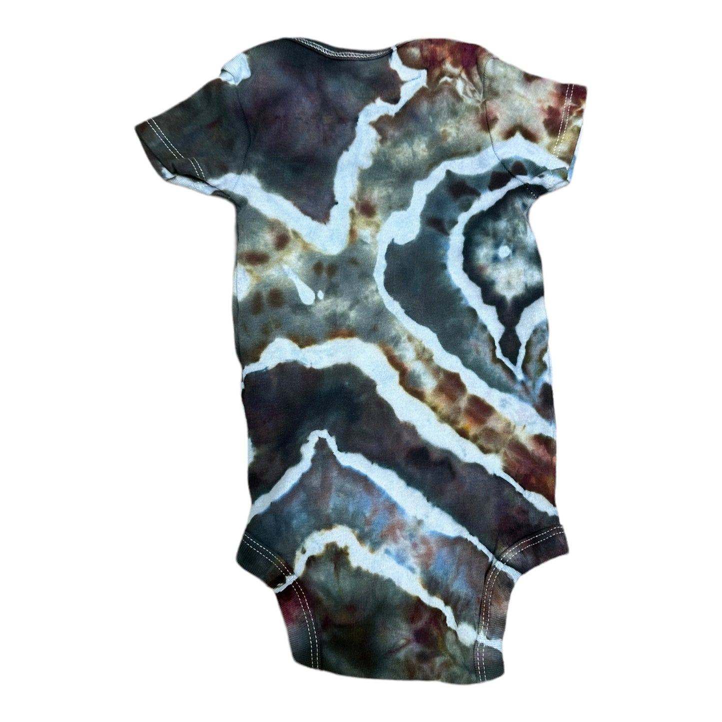 Infant 6-9 Months Black Brown and Gray Geode Ice Dye Tie Dye Onesie