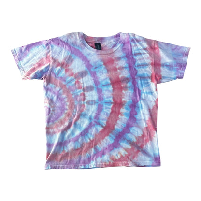 Youth Medium Purple Blue and Pink Pastel Side Spiral Ice Dye Tie Dye Shirt