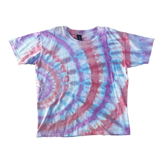 Youth Medium Purple Blue and Pink Pastel Side Spiral Ice Dye Tie Dye Shirt
