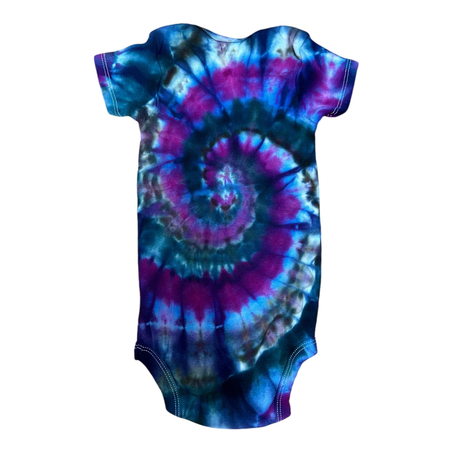 Infant 12 Months Purple Blue and Black Spiral Ice Dye Tie Dye Onesie