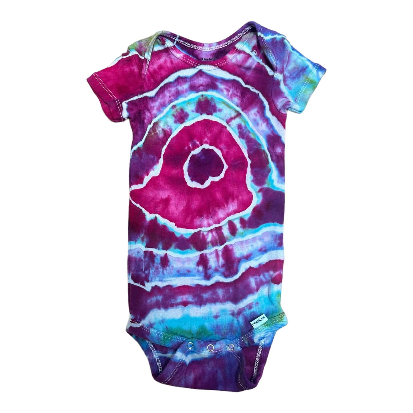 Infant 18 Months Fuchsia Blue Green and Purple Geode Ice Dye Tie Dye Onesie