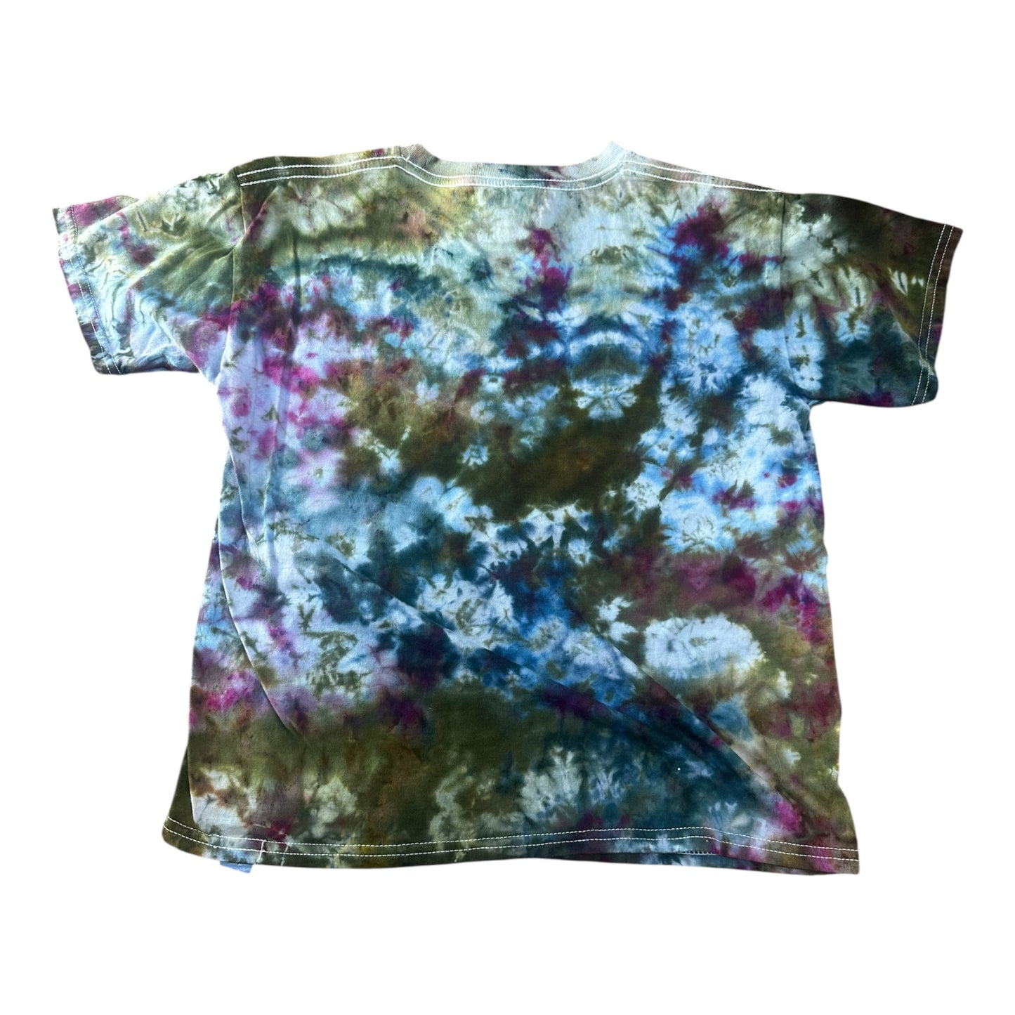 Youth Medium Purple Blue and Green Scrunch Ice Dye Tie Dye Shirt