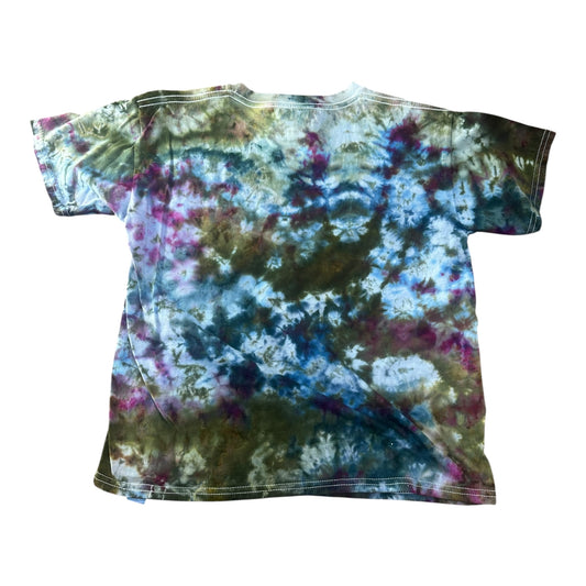 Youth Medium Purple Blue and Green Scrunch Ice Dye Tie Dye Shirt
