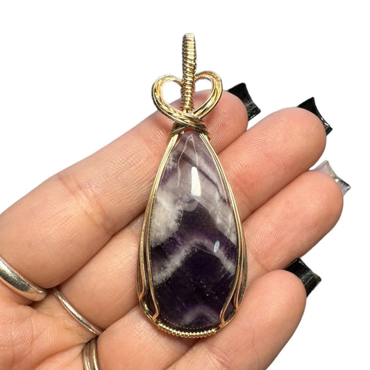 14KT Gold Filled Wire Wrapped Amethyst Crystal Bezel Pendant