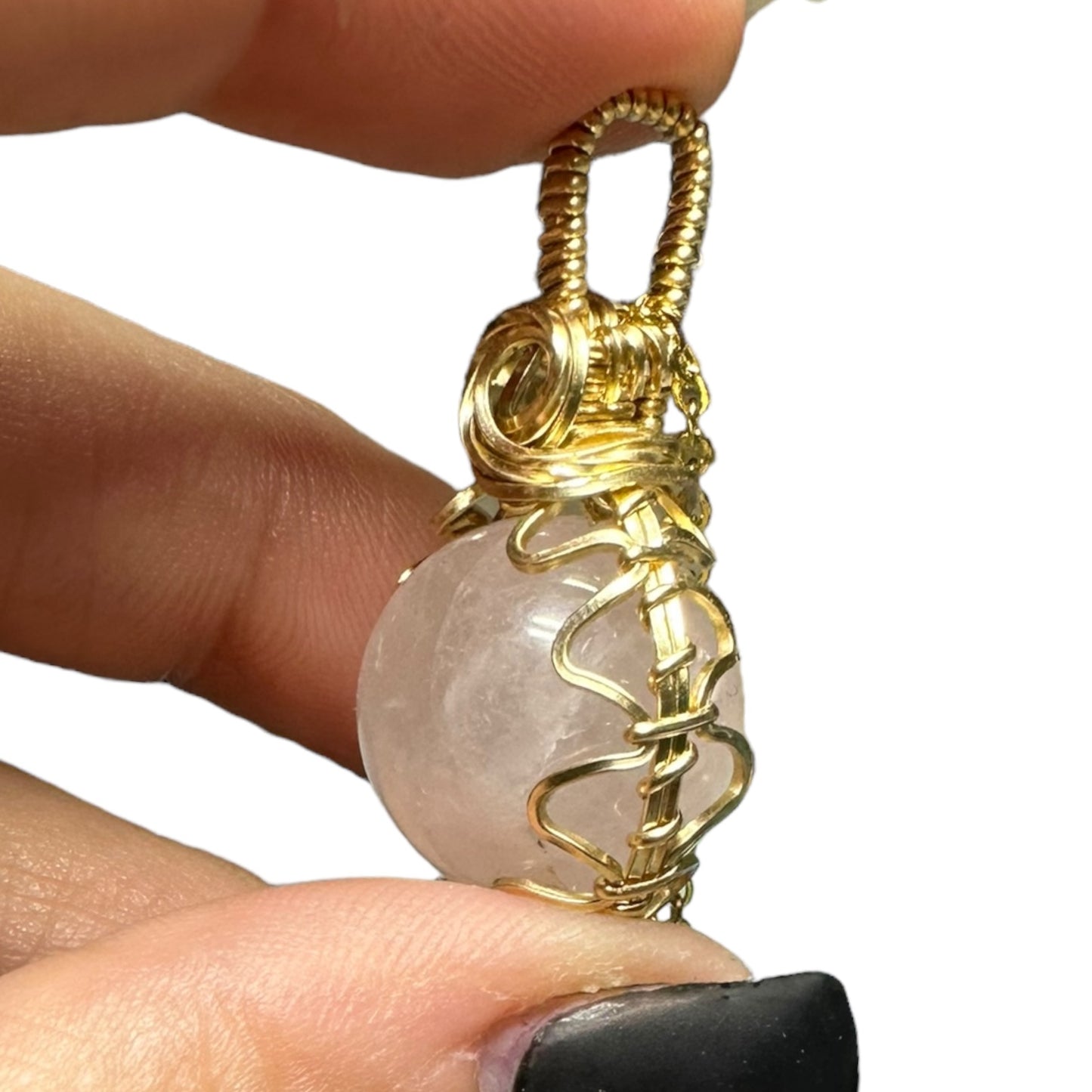 Sterling Silver | 14KT Gold Filled Wire Wrapped Rose Quartz Crystal Fidget Bezel Pendant