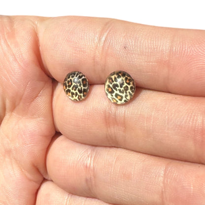 8MM Hypoallergenic Leopard Epoxy Resin Earrings