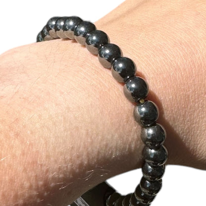 Hematite Beaded Elastic Crystal Bracelet