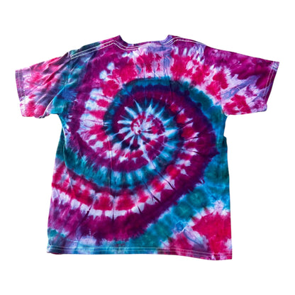 Youth Medium Purple Teal and Pink Spiral Ice Dye Tie Dye Shirt
