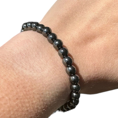 Hematite Beaded Elastic Crystal Bracelet