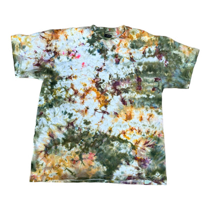 Youth Large Green Yellow and Pink Scrunch Ice Dye Tie Dye