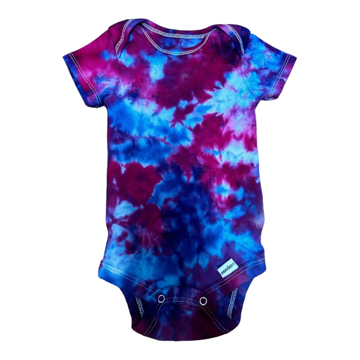 0-3 Months Blue Purple and Green Scrunch Ice Dye Tie Dye Onesie