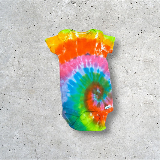 Infant 3-6 Months Neon Rainbow Tie Dye Onesie