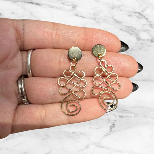 Sterling Silver | 14KT Gold Filled Hypoallergenic Swirl Dangle Wire Earring