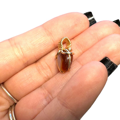 Sterling Silver | 14KT Gold Filled Mini Teardrop Carnelian Wishbone Wire Wrapped Pendant