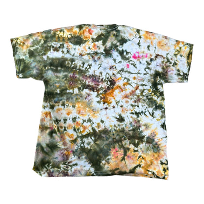 Youth Large Green Yellow and Pink Scrunch Ice Dye Tie Dye