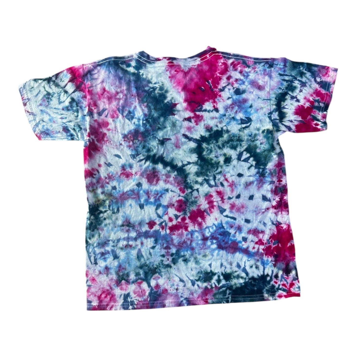 Youth XL Pink Teal and Purple Scrunch Ice Dye Tie Dye Shirt