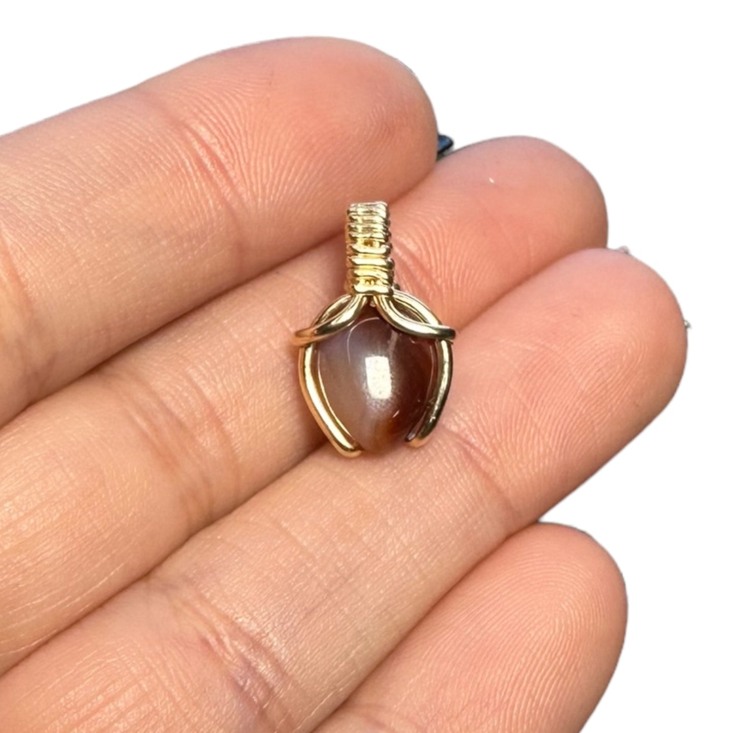 Sterling Silver | 14KT Gold Filled Mini Teardrop Carnelian Wishbone Wire Wrapped Pendant