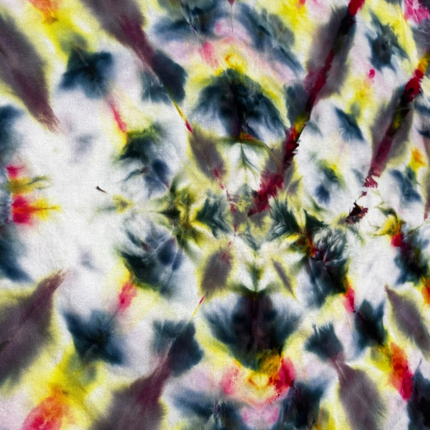 Adult XL Pink Black and Yellow Tie Dye Shirt