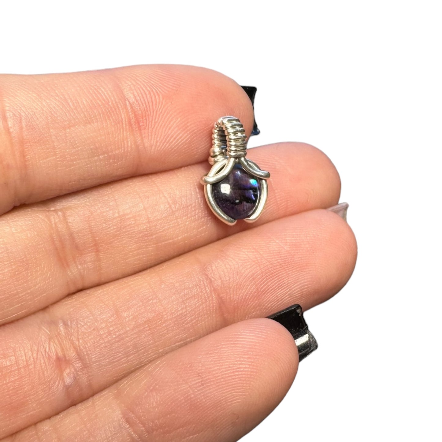 Sterling Silver | 14KT Gold Filled Mini Abalone Shell Wishbone Wire Wrapped Pendant