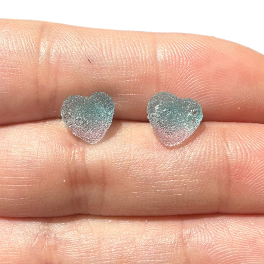 8MM Hypoallergenic Cotton Candy Ombre Heart Druzy Earring Studs